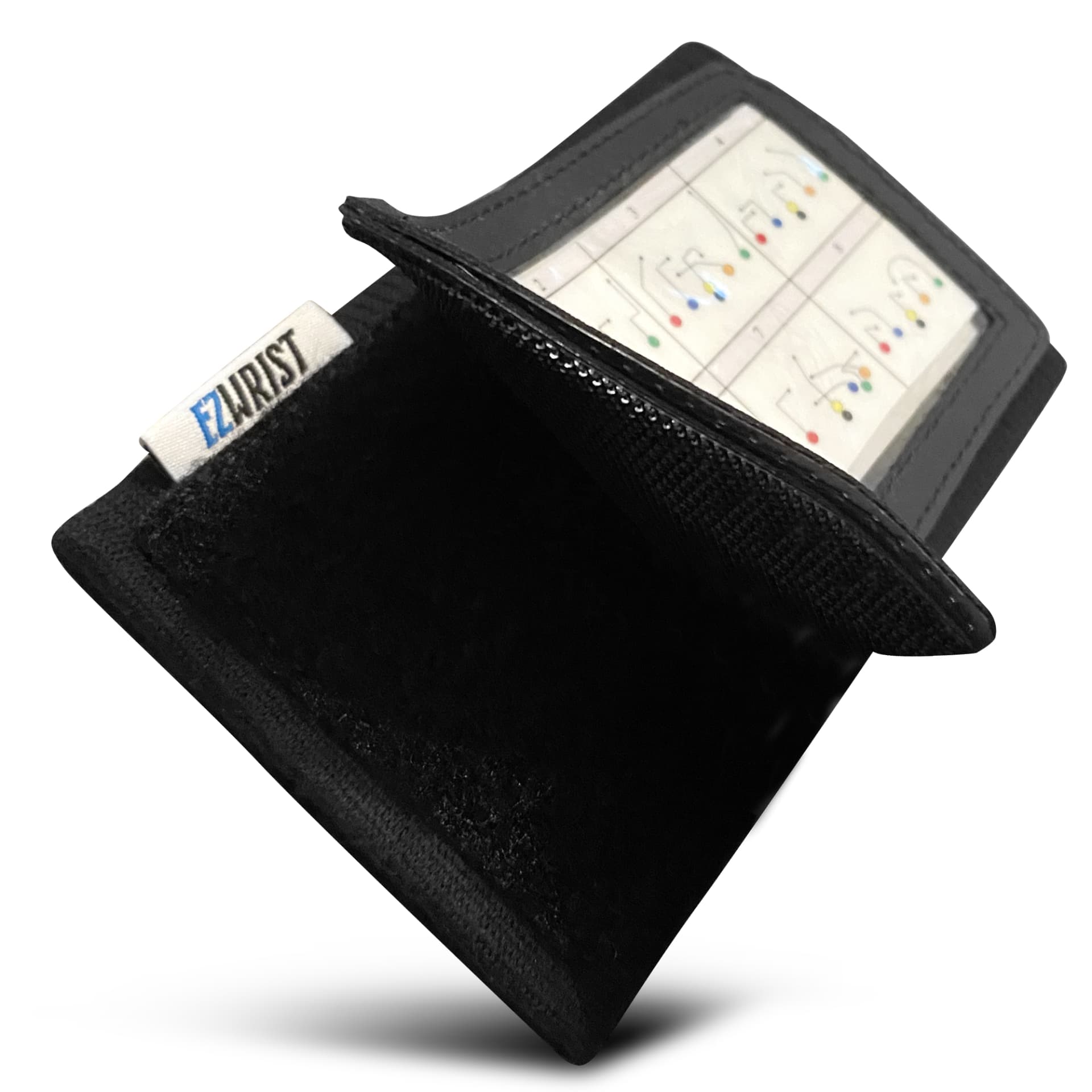 EZ Wrist wristband playbook open showing a play sheet